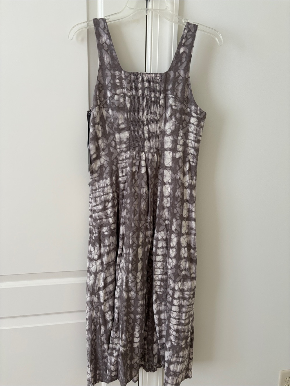 Simply Vera Vera Wang Gray Tie-Dye Smocked Maxi Dress